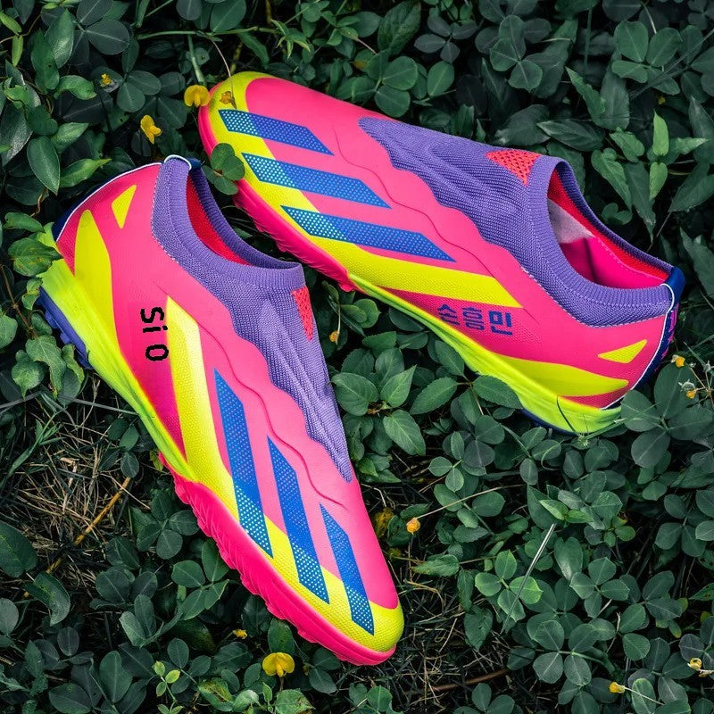 Sapatos de futebol de cano baixo unissex treinamento competição jogo sem costu