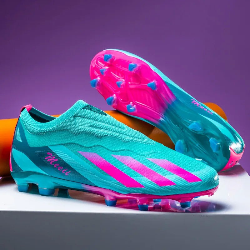 Sapatos de futebol de cano baixo unissex treinamento competição jogo sem costu