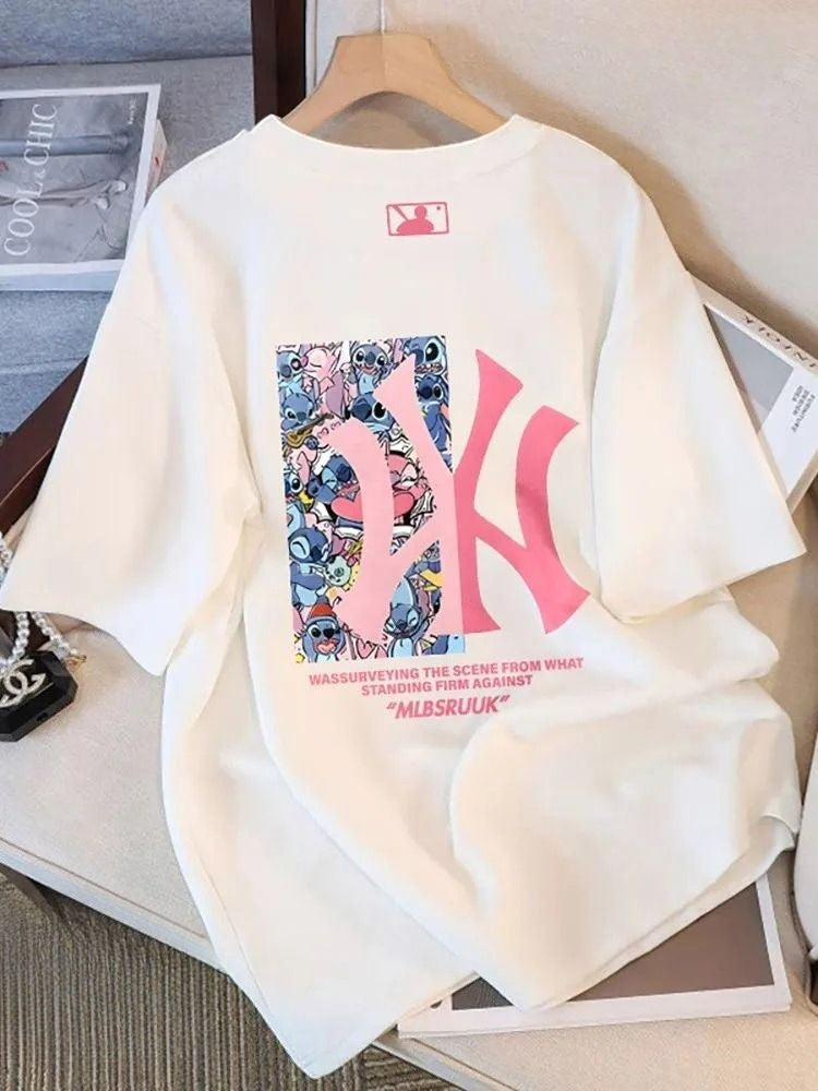 American Pure Cotton High-end de manga curta verão nova impressão para casais,