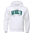 1898 Brooklyn New York Impresso Mens Hoodie Criatividade Crewneck Roupas Moda Ov