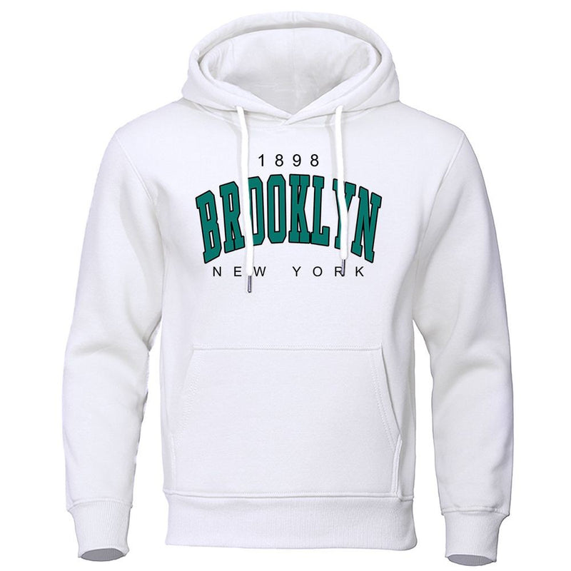 1898 Brooklyn New York Impresso Mens Hoodie Criatividade Crewneck Roupas Moda Ov