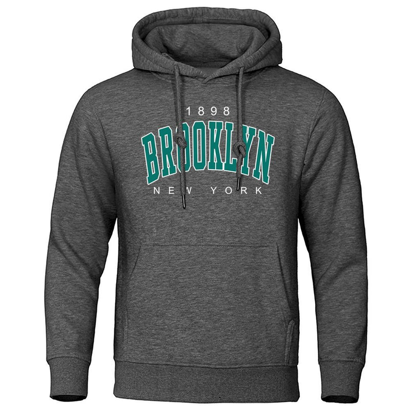 1898 Brooklyn New York Impresso Mens Hoodie Criatividade Crewneck Roupas Moda Ov