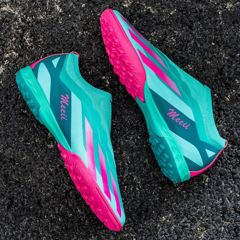 Sapatos de futebol de cano baixo unissex treinamento competição jogo sem costu