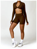 Camiseta feminina de manga comprida para corrida ao ar livre, fitness, peça ún