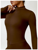 Camiseta feminina de manga comprida para corrida ao ar livre, fitness, peça ún