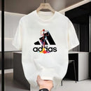 Marca na moda masculina e feminina popular camiseta de algodão pesado em torno