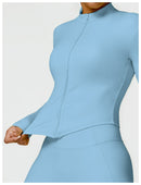 Camiseta feminina de manga comprida para corrida ao ar livre, fitness, peça ún