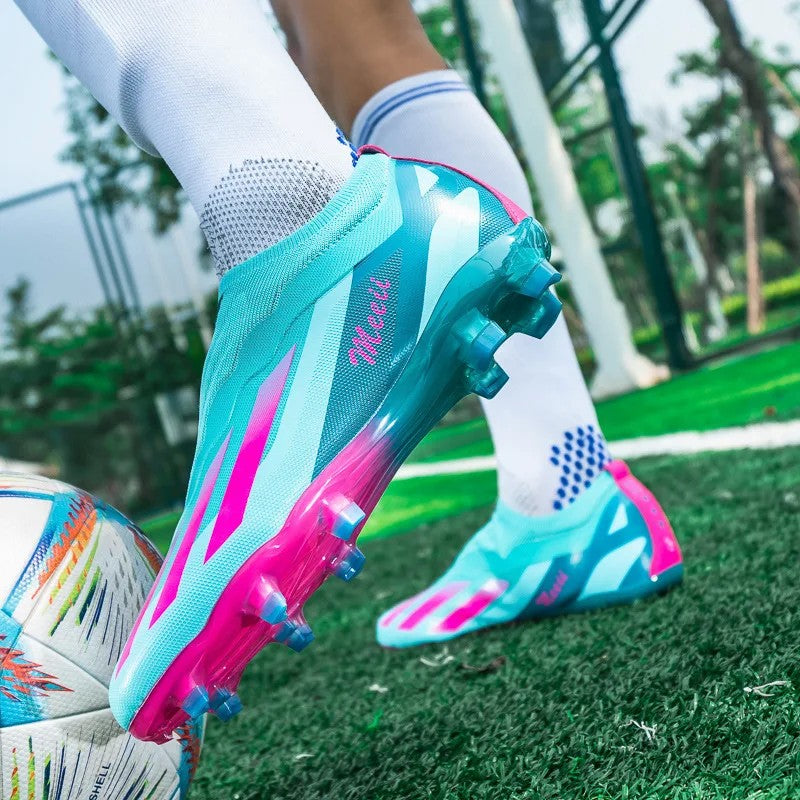 Sapatos de futebol de cano baixo unissex treinamento competição jogo sem costu