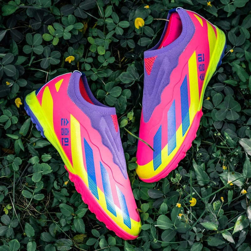 Sapatos de futebol de cano baixo unissex treinamento competição jogo sem costu