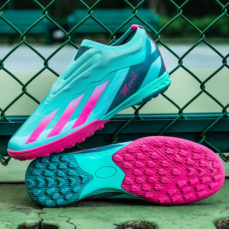 Sapatos de futebol de cano baixo unissex treinamento competição jogo sem costu