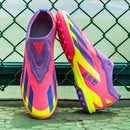 Sapatos de futebol de cano baixo unissex treinamento competição jogo sem costu