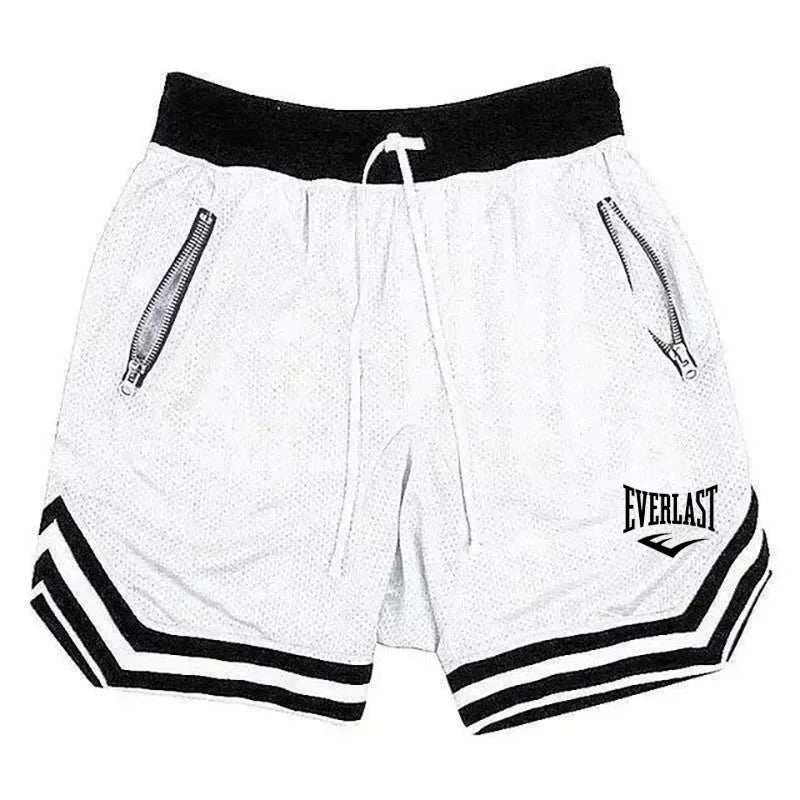 Everlast fitness esportes basquete shorts masculino verão casual solto malha sh