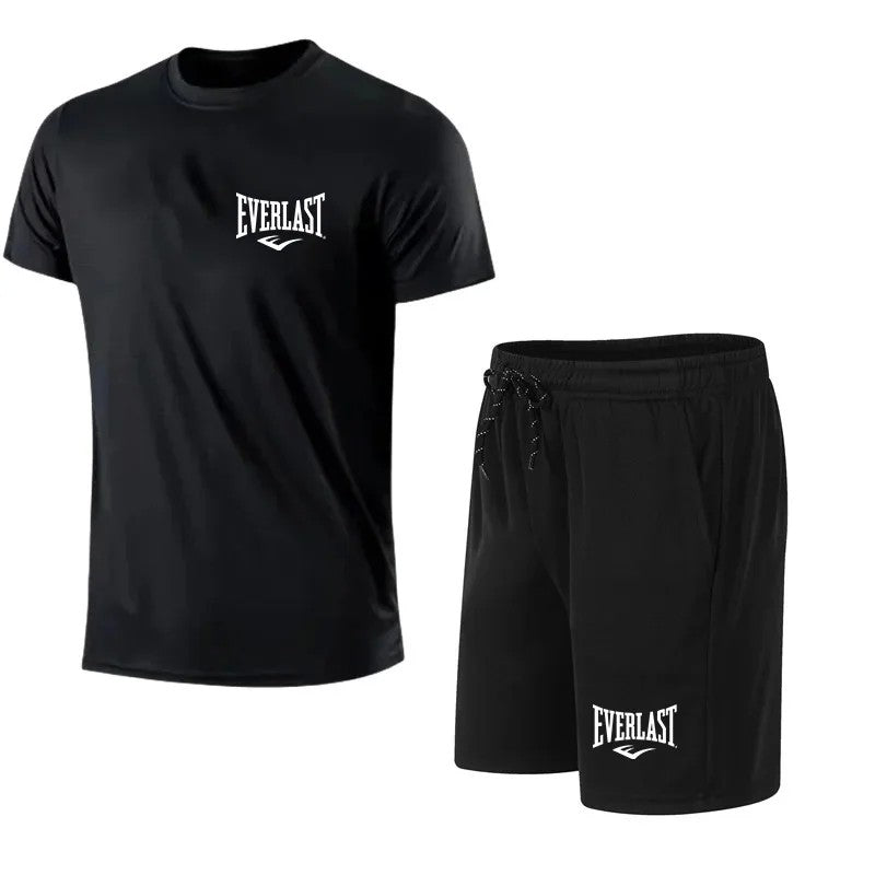 EVERLAST Conjunto de camiseta + shorts masculino, 2 peças, lazer, respiração,
