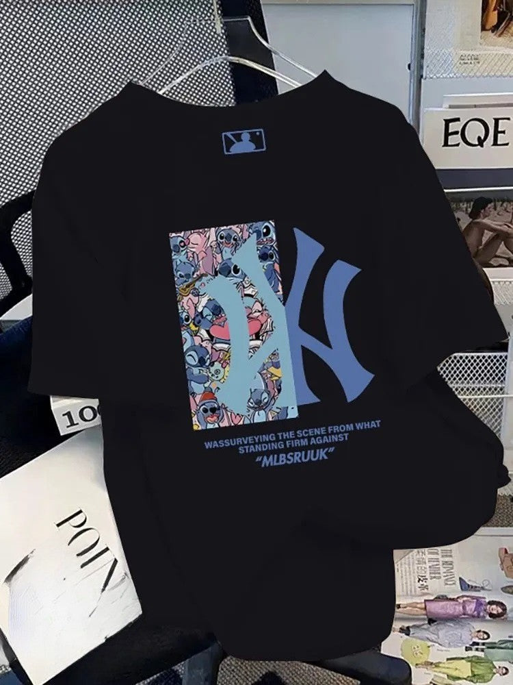 American Pure Cotton High-end de manga curta verão nova impressão para casais,