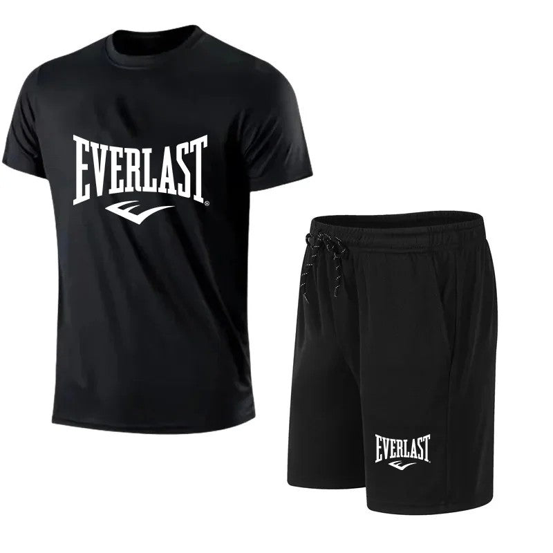 EVERLAST Conjunto de camiseta + shorts masculino, 2 peças, lazer, respiração,
