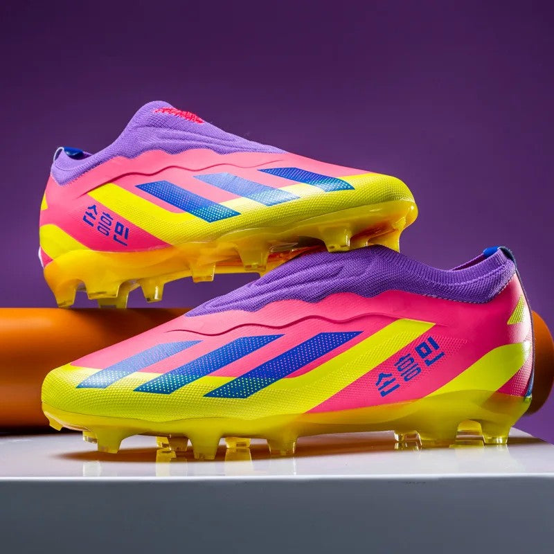 Sapatos de futebol de cano baixo unissex treinamento competição jogo sem costu