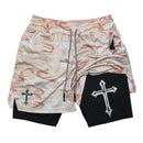 Shorts de treino para homens, shorts atléticos de ginástica cristã forro de a