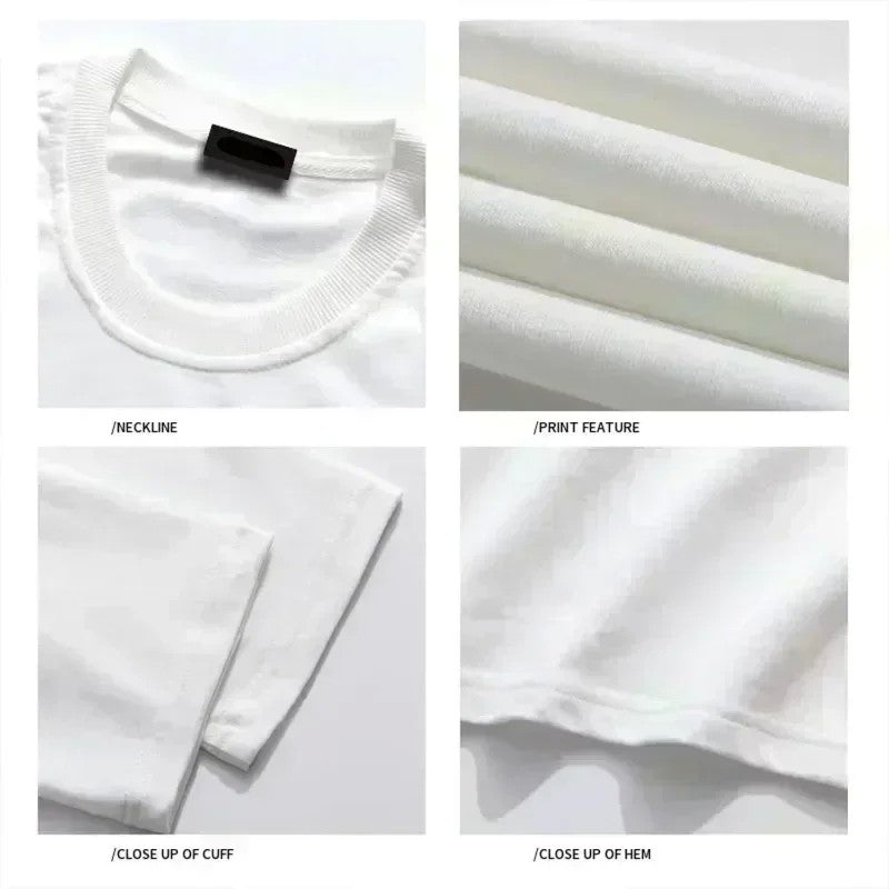 Marca na moda masculina e feminina popular camiseta de algodão pesado em torno