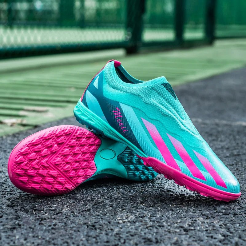 Sapatos de futebol de cano baixo unissex treinamento competição jogo sem costu