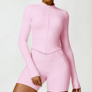 Camiseta feminina de manga comprida para corrida ao ar livre, fitness, peça ún