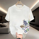 Verão novo casual masculino e feminino impresso de manga curta algodão camiset