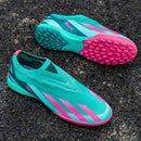 Sapatos de futebol de cano baixo unissex treinamento competição jogo sem costu