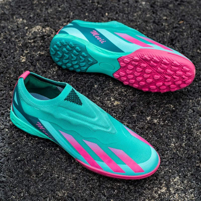 Sapatos de futebol de cano baixo unissex treinamento competição jogo sem costu