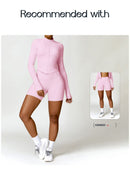 Camiseta feminina de manga comprida para corrida ao ar livre, fitness, peça ún