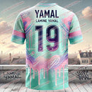 Moda verão nova yamal graffiti elemento estilo fã esportes camiseta jogo diár