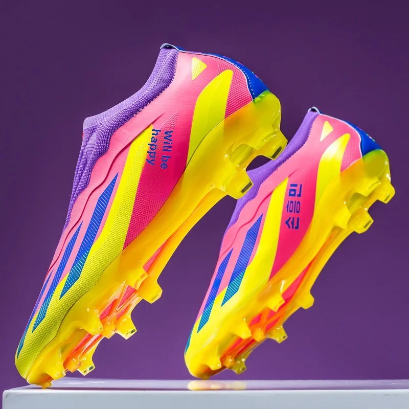 Sapatos de futebol de cano baixo unissex treinamento competição jogo sem costu