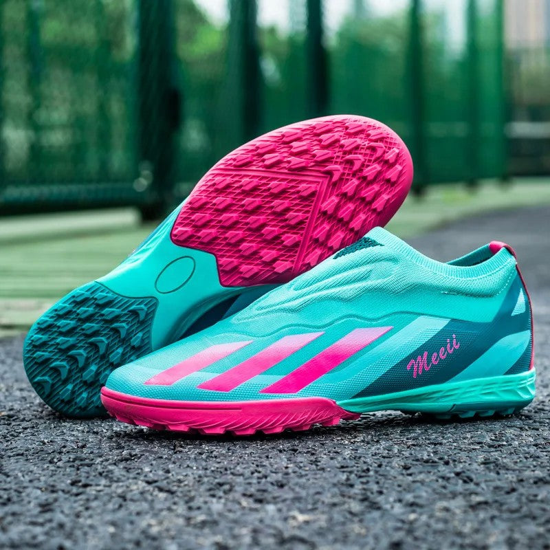 Sapatos de futebol de cano baixo unissex treinamento competição jogo sem costu