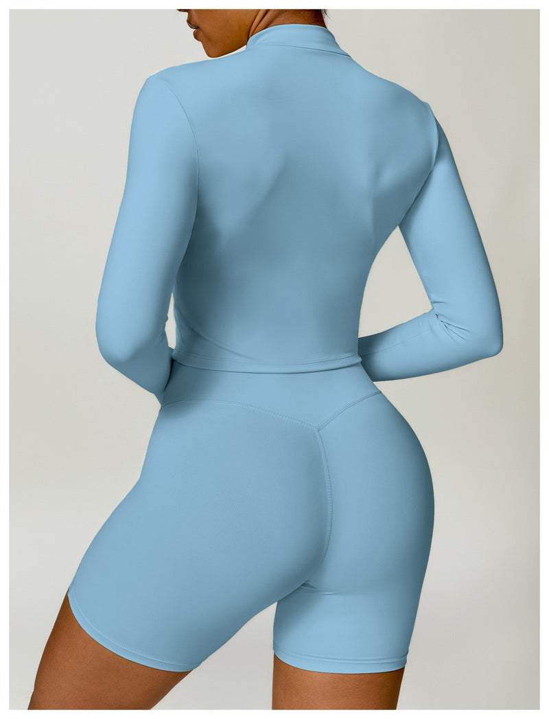 Camiseta feminina de manga comprida para corrida ao ar livre, fitness, peça ún