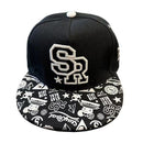 Nova moda masculina carta bordado maré all-match aba plana boné de beisebol ve