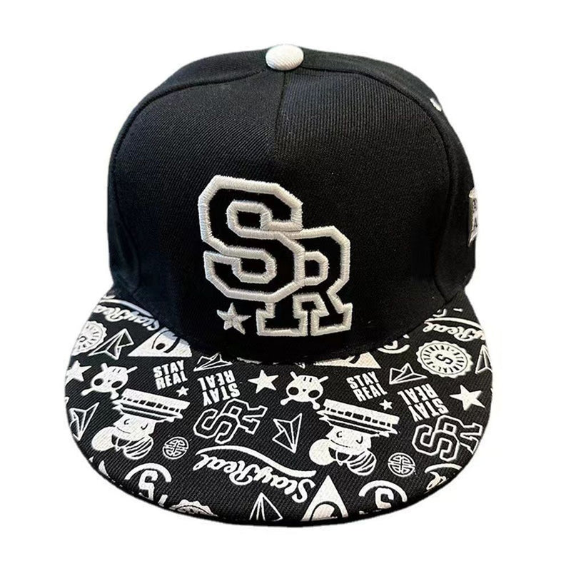 Nova moda masculina carta bordado maré all-match aba plana boné de beisebol ve