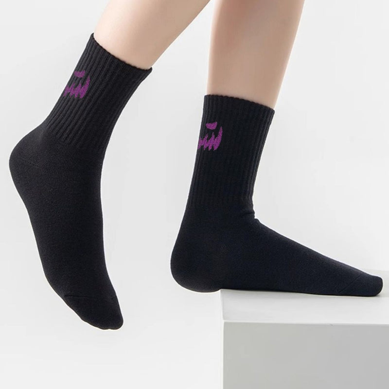 2 pares de meias masculinas e femininas, pretas e roxas, temáticas de Halloween