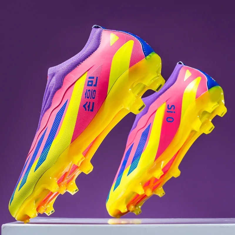 Sapatos de futebol de cano baixo unissex treinamento competição jogo sem costu