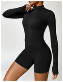 Camiseta feminina de manga comprida para corrida ao ar livre, fitness, peça ún