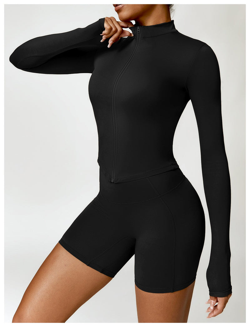 Camiseta feminina de manga comprida para corrida ao ar livre, fitness, peça ún