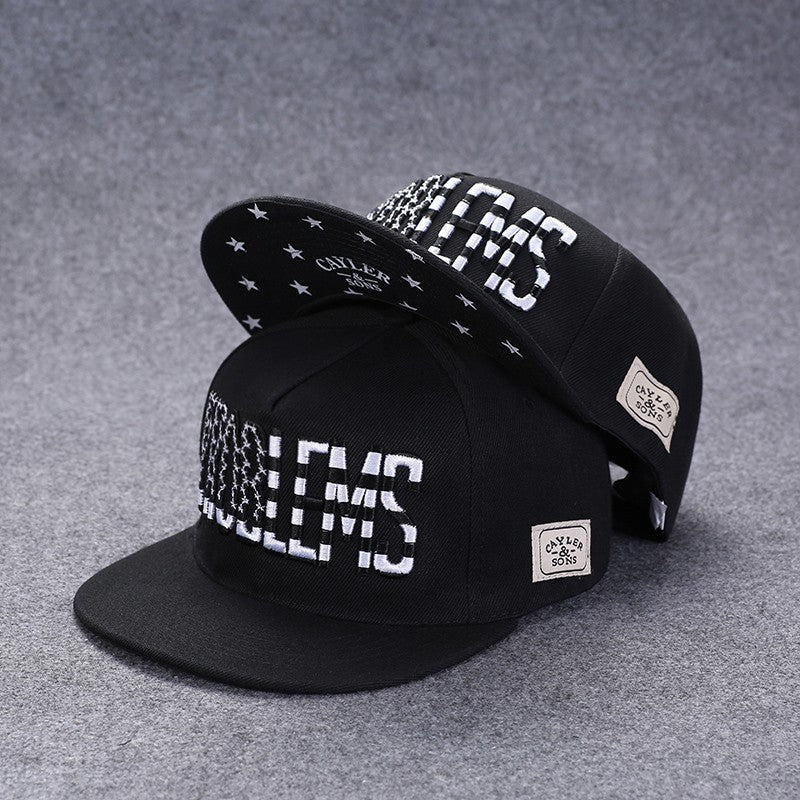 Nova moda masculina carta bordado maré all-match aba plana boné de beisebol ve