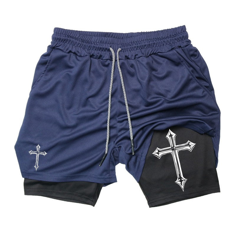 Shorts de treino para homens, shorts atléticos de ginástica cristã forro de a