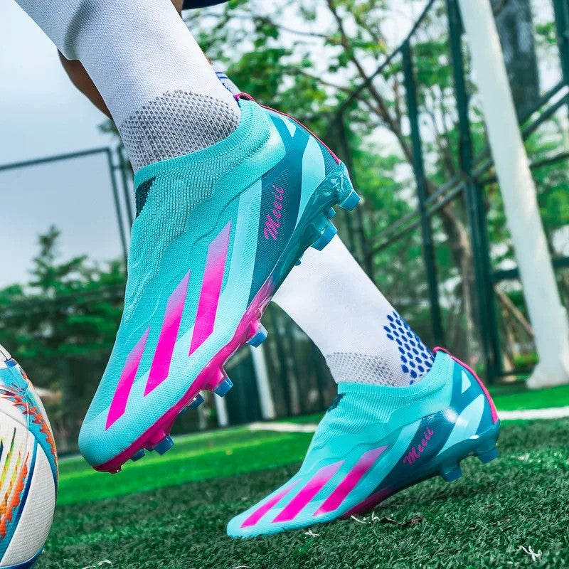 Sapatos de futebol de cano baixo unissex treinamento competição jogo sem costu