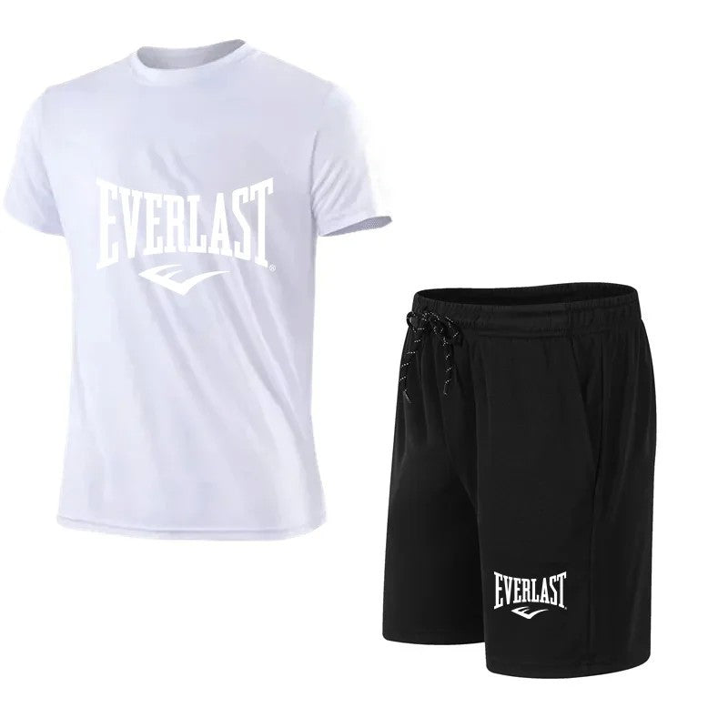 EVERLAST Conjunto de camiseta + shorts masculino, 2 peças, lazer, respiração,