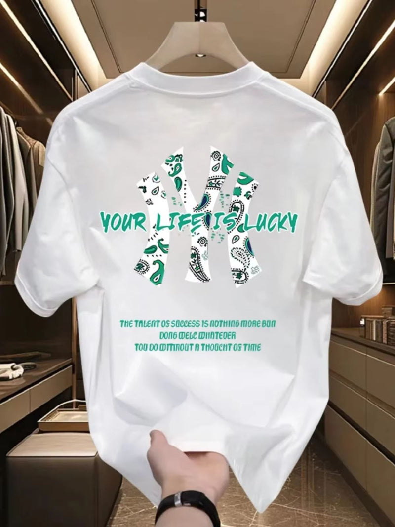 Verão 25 novo coreano masculino e feminino de alta qualidade casual tripulaçã