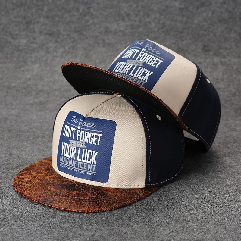 Nova moda masculina carta bordado maré all-match aba plana boné de beisebol ve