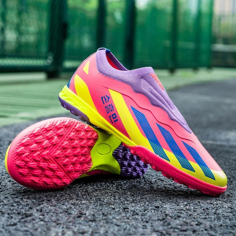 Sapatos de futebol de cano baixo unissex treinamento competição jogo sem costu