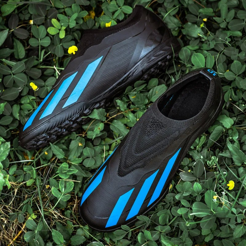 Sapatos de futebol de cano baixo unissex treinamento competição jogo sem costu