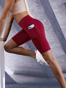 Mulheres cor sólida yoga shorts jogging corrida ciclismo fitness roupas esporti