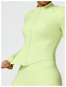 Camiseta feminina de manga comprida para corrida ao ar livre, fitness, peça ún