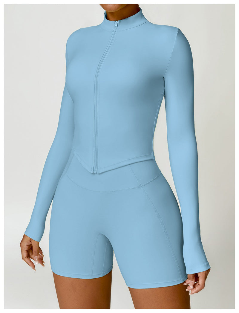 Camiseta feminina de manga comprida para corrida ao ar livre, fitness, peça ún