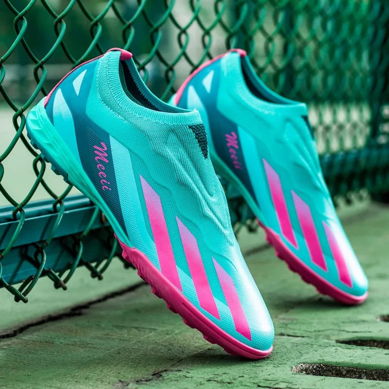 Sapatos de futebol de cano baixo unissex treinamento competição jogo sem costu